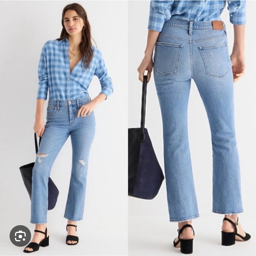J.Crew Jeans 9" Billie Demi Boot Crop Distressed Denim High Rise Women’s